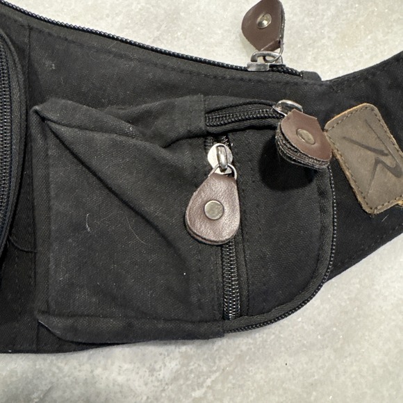 Urban Outfitters Rotcho Canvas Crossbody Bag Black Solid‎ Cotton - Picture 3 of 12